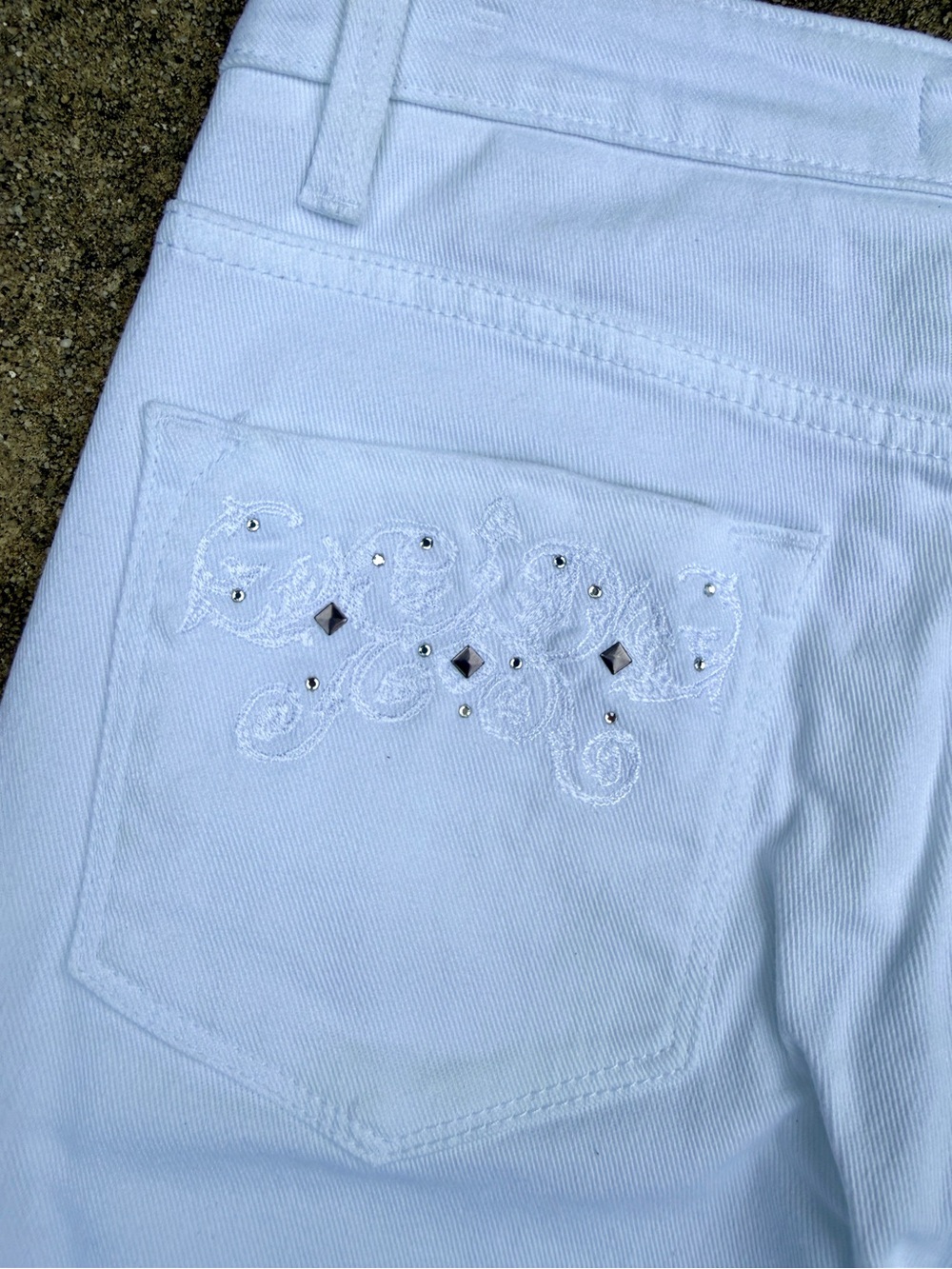 Lee Platinum label Classic Fit White Straight-Leg Jeans 4 Petite EUC Y2K Bling - Picture 3 of 11